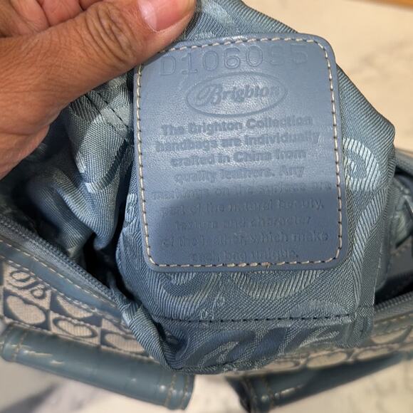 Brighton double pockets blue Jacquard croco Hobo medium Y2K shoulder bag leather - Picture 8 of 10